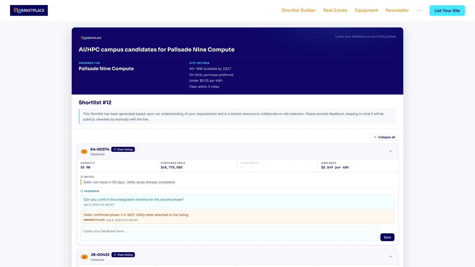 Broker Site Shortlist Builder built by Base Flows