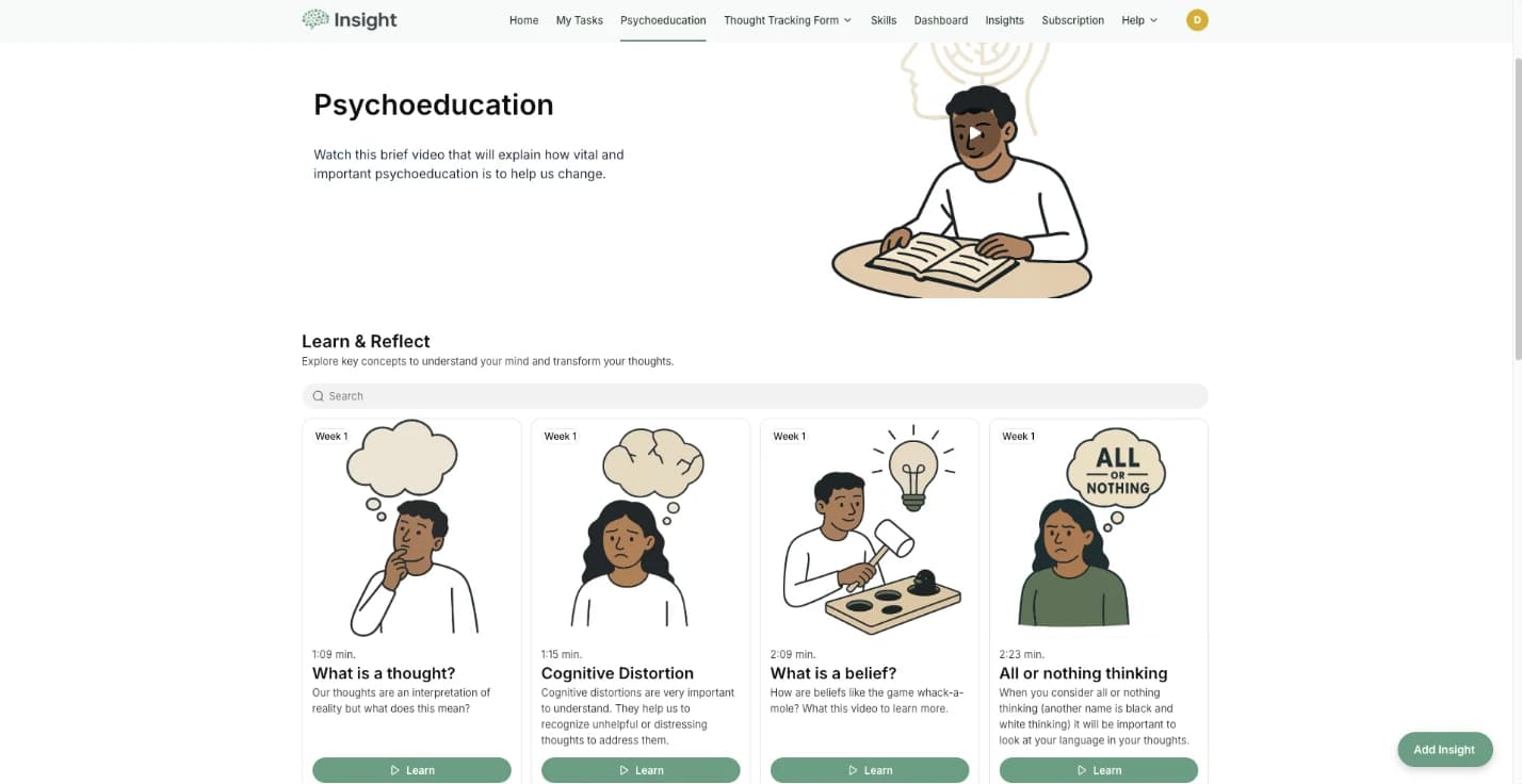 Mental Health & cognitive-behavioral therapy practice app built by Base Flows