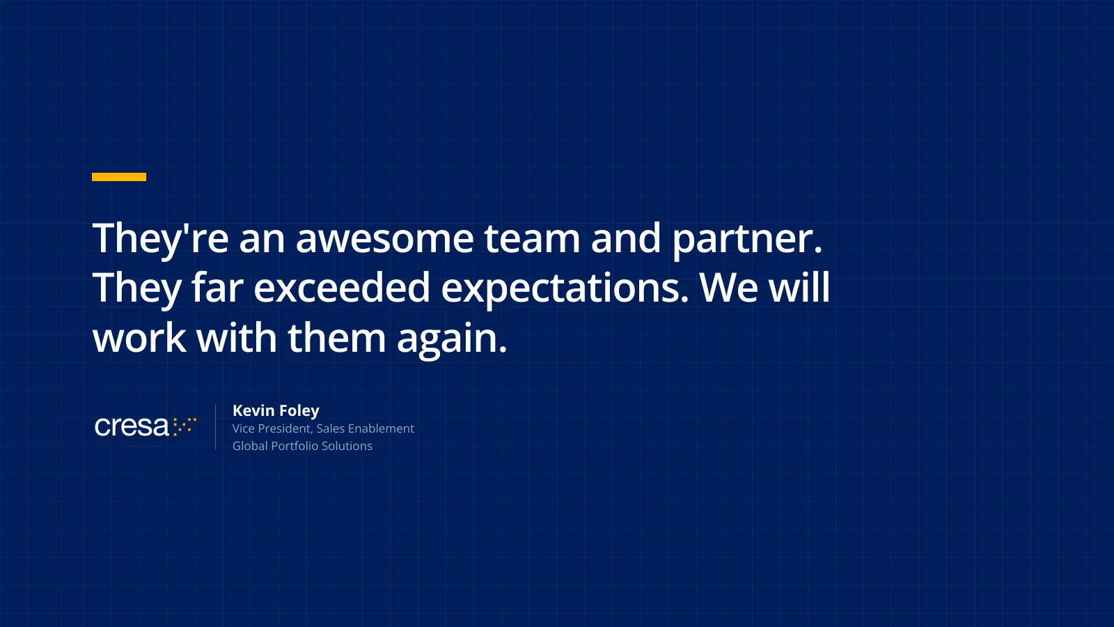 Quote from Kevin Foley, Vice President of Sales Enablement for Global Portfolio Solutions at Cresa, on working with Base Flows