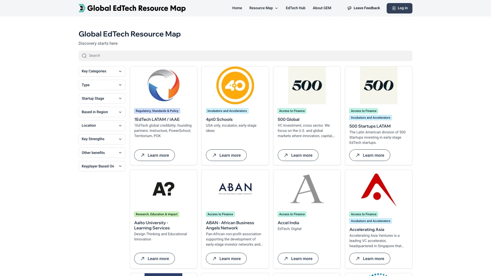 Global EdTech Ecosystem Directory built by Base Flows
