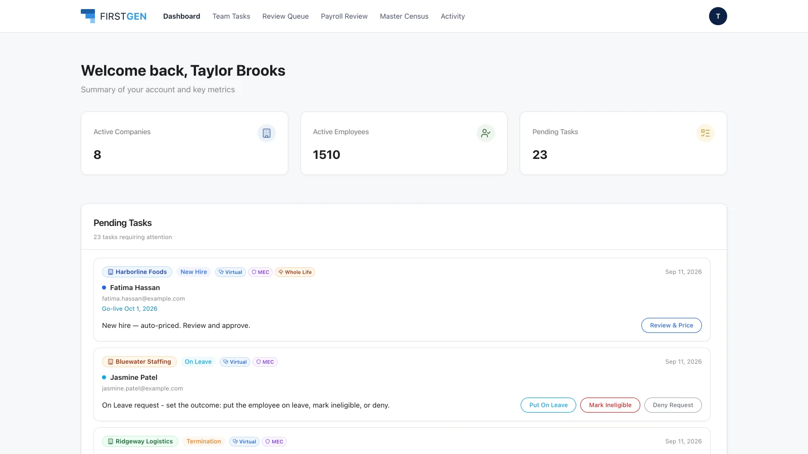 Employee Benefits Operations Platform built by Base Flows