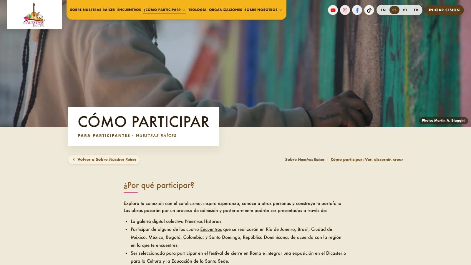 How to Participate page in Spanish, explaining why and how young people take part