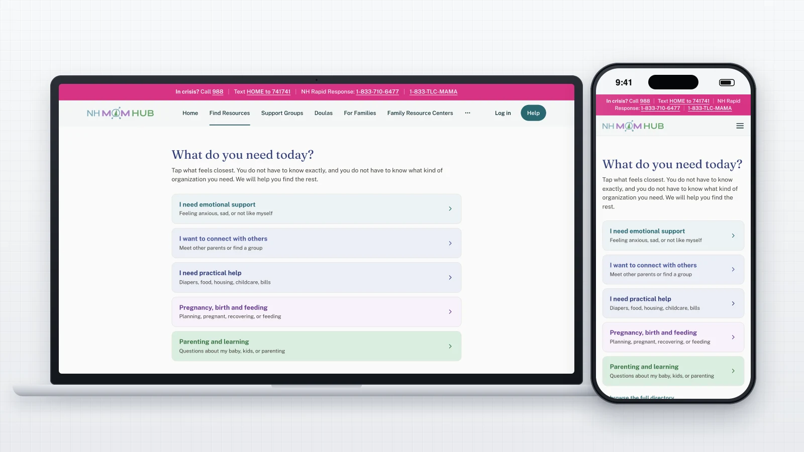 The resource finder on desktop and mobile side by side